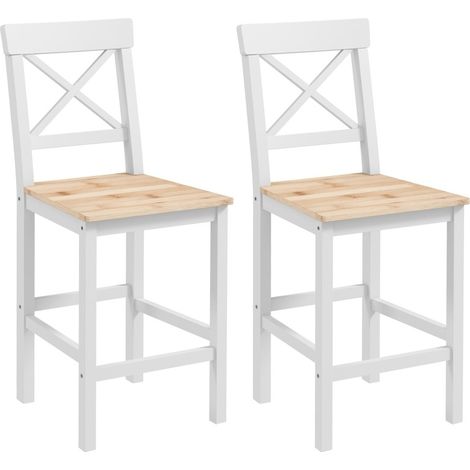 CHICFURN Set di 2 sgabelli da bar 41 x 46 x 97,5 cm in pino naturale con schienale e poggiapiedi (1/5)