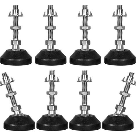 Lot de 8 pieds réglables M8 x 30 mm - Vis de fixation - Pieds de meuble - Portables - Inclinaison maximale 20° (8 pièces M8 x 30 mm x Ø 40 mm) (1/5)