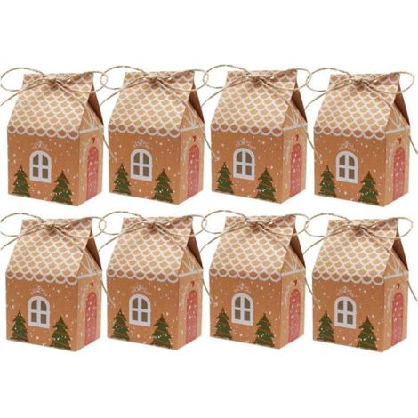 (10,5 x 7 x 5 cm)Lot de 24Boîtes Cadeaux Noël, Calendrier de l'Avent Vide en Papier Kraft Boite Cadeau Noel avec Corde de Chanvre Boîtes à Bonbons pour Emballage Cadeau Décoration de Noël (1/5)