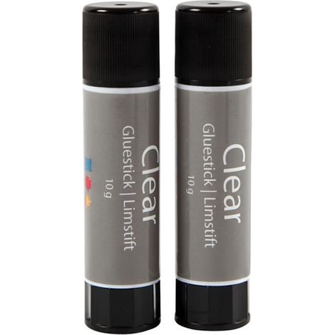 Bâton de colle - 10 gr - Transparent - 2 pcs - Haute qualité pour papier