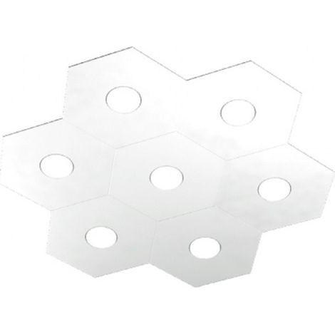 Plafoniera Moderna Hexagon Metallo Bianco 7 Luci Led 12X7W (1/4)
