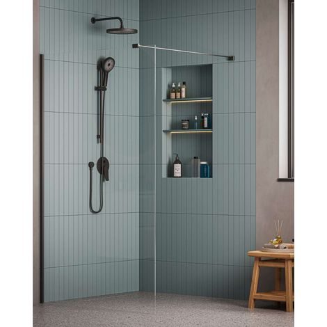 kielle Meara - Paroi de douche Walk-In 120x200 cm, noir mat/verre clair 20726WI1204 (1/5)