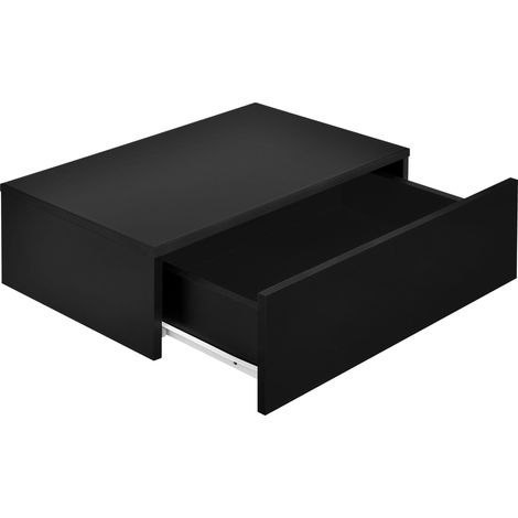 2 comodini mensola a muro per camera da letto con 2 cassetti cm 46 laccato nero 030000013