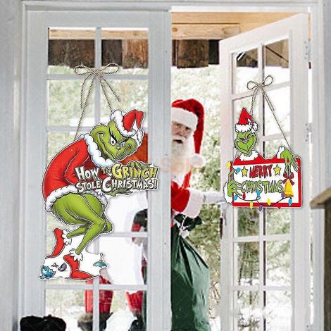 décorations de Noël Grinch à suspendre, panneau de porte, décoration de Noël (1/5)