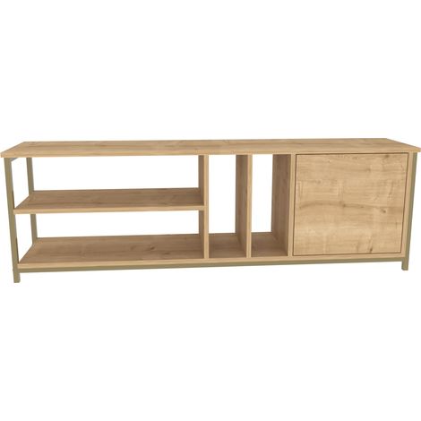 Decorotika Oneida Decorative Meuble TV Meuble TV TV Cabinet Storage With Open Shelves And Cabinet - Blanc (1/5)