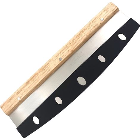 Coupe-pizza demi-lune, machette à manche en bois, long hachoir à pain semi-circulaire en acier inoxydable, toast (1/5)