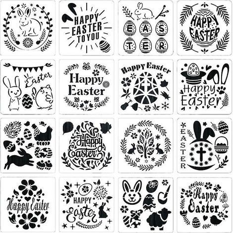 16 feuilles de pochoirs de Pâques