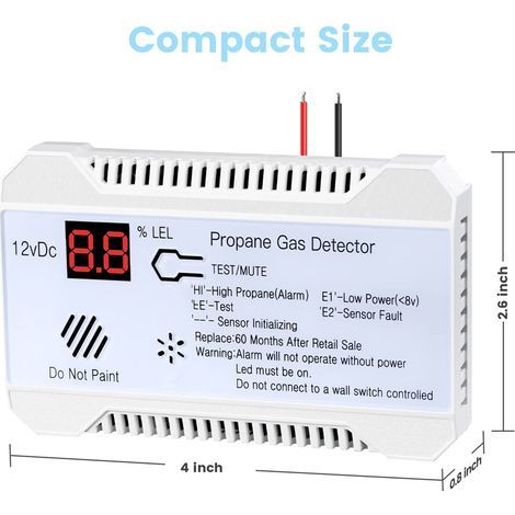 Détecteur gaz propane 12V pour camping-car – alarme 85dB – affichage numérique – compact & léger – certifié CE (1/5)
