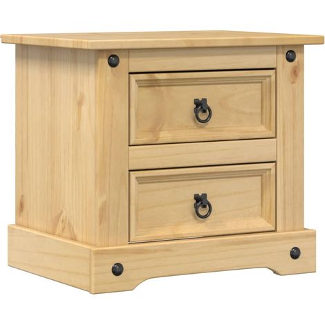 Comodino con due cassetti 53 x 39 x 50 cm in legno massello di pino DEC033906