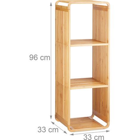 Scaffale portaoggetti con 3 ripiani 64,7 x 33 x 33 cm utilizzabile su entrambi i lati stile naturale in bambù beige 130006058