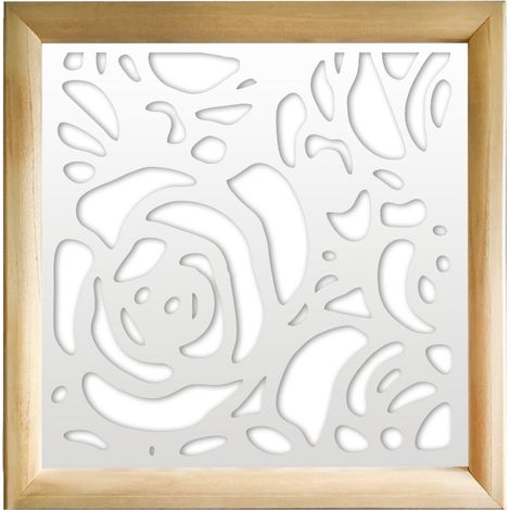 ROSES - Modules décoratifs en bois et PVC - Dimension : 48x48 cm - Couleur : blanc
