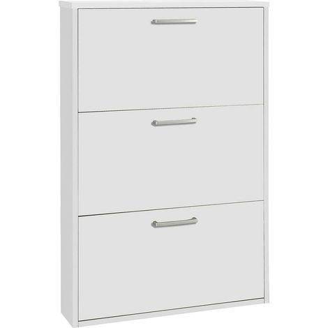 Composad Scarpiera Slim della Linea ESPRESSO con 3 Ribalte, Scarpiera Salvaspazio, per Ingresso, Ripostiglio, Portascarpe, (LxAxP) 65x105,5x15 cm, Colore Bianco, Made in Italy