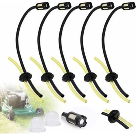 5 PCS Durite essence Debroussailleuse en Caoutchouc Kit de Joint de Tuyau D'essence avec Filtre Universel Filtre à Essence ave 2 Ampoules d’Apprêt pour Tondeuse à Gazon(27cm) (1/5)