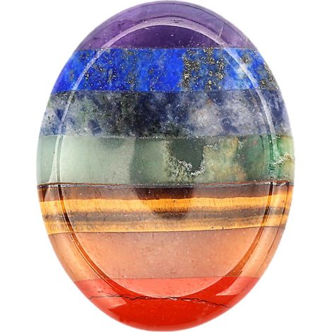 Pierre À Soin Pour Le Pouce - Pierre De Cristal Naturelle 7 Chakras - Pour Méditation Et Soulagement Du Stress - 35 X 45 X 8 Mm - 1 Pièce (1/5)