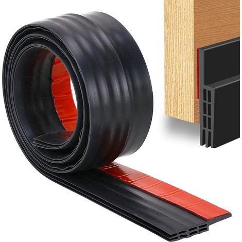 (Noir) Boudin de Porte Stop Froid, Bande d'étanchéité en Silicone Anti Bruit par Douches, Isolant Courant d'air Froid et Insectes,1m (1/5)