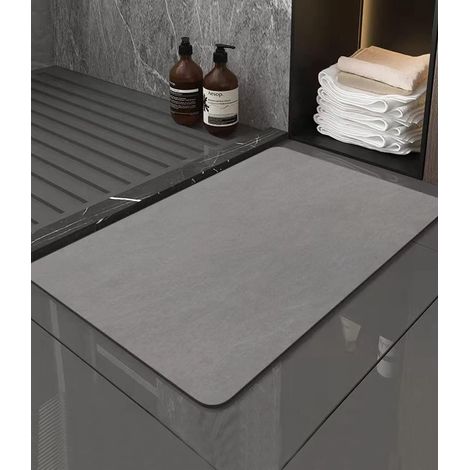 Tappetino da bagno antiscivolo 40X60cm, tappetino da bagno assorbente in diatomite, tappetino da doccia ad asciugatura rapida, tappetino assorbente per piatti in microfibra, grigio