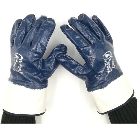 1 paia di Guanti in tessuto jearsy tg 10 impregnato in NBR blu interamente ricoperto