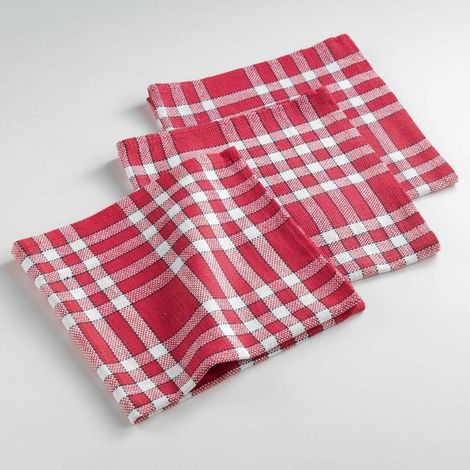 Douceur D'Intérieur – Lot de 3 serviettes de table en coton tissé rouge 45 x 45 cm – Élégance pour décoration intérieure – Compatible avec toutes les tables (1/5)