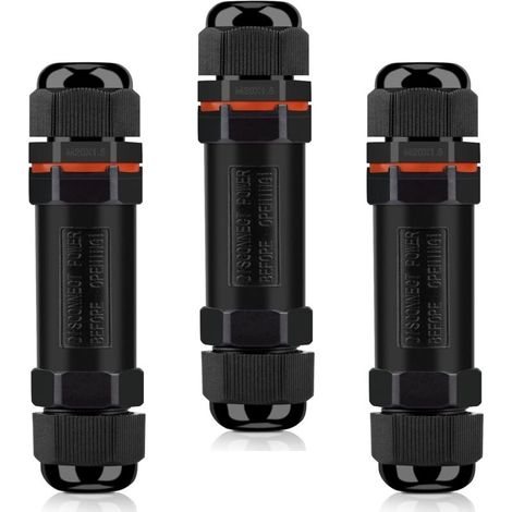 Wasserdichte Kabelverbinder, IP68-Außenanschlussdose, wasserdichter elektrischer Verbinder (3er-Pack), 3-adriger wasserdichter elektrischer Verbinder für Kabel mit 6–12 mm Durchmesser