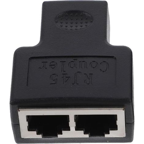 Adaptateur Réseau en PC Noir pour Bureau et Maison Rj45 Répartiteur Ethernet 1 vers 2 Ports Convertisseur de Prise Unique en Double Sortie Réseau (1/5)