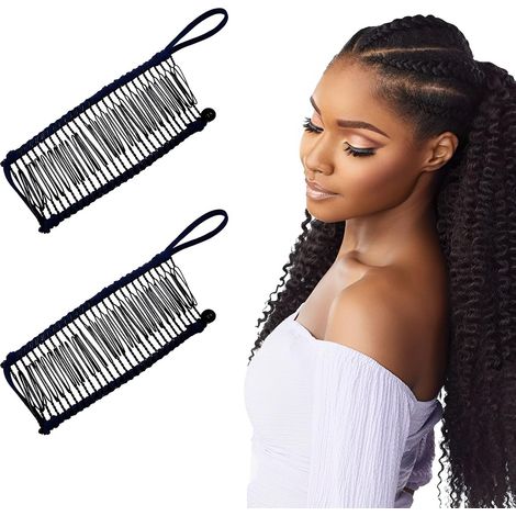 2 Pièces Banana Clip Pince Banane Pour Cheveux Femme 30 Dents Avec Double Peigne Extensible Peignes À Cheveux Décoratifs Pour (1/5)