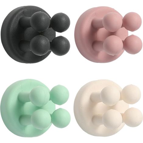 4 Supports de Brosse à Dents, Silicone, Auto-adhésif, Sans Perçage, Étanche, pour Salle de Bain, Cuisine (1/5)