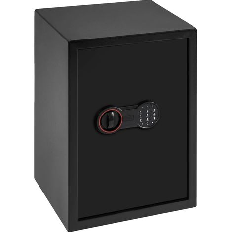 Coffre-fort électronique, acier de haute qualité, rangement à deux niveaux, noir (1/2)