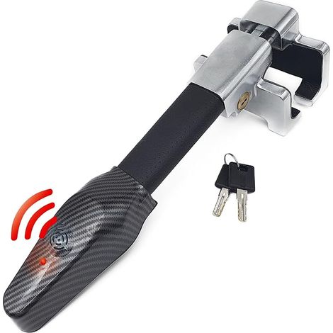 Antivol Voiture Avec Alarme 120dB, Canne Antivol Voiture Haute Sécurité, Robust Bloque Volant sur Rayon Plus Dissuasif, Facile à Utiliser, Bloc Barre Anti Vol Universel Auto Camping-Car