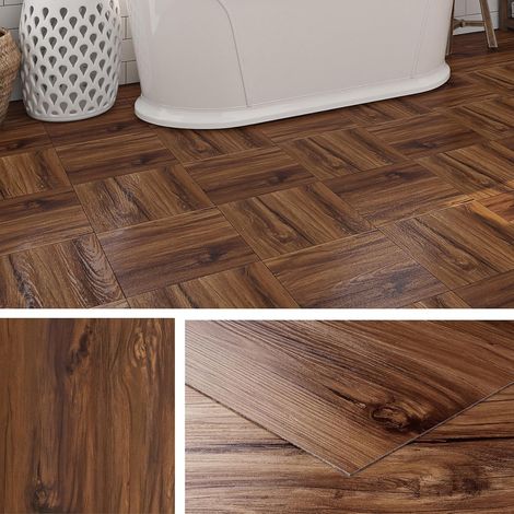 Dalle PVC Adhesive Sol Bois Naturel 30x30CM Lino Sol Adhesif Effet Parquet Imperméable Carrelage Adhesif Sols Salle de Bain Sols PVC Adhésif Dalle Salon Dalles Adhesives Cuisine, 4 Dalles (1/5)