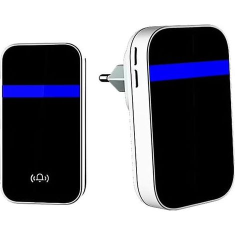 Sonnette émetteur cinétique sans fil, 200m portée, récepteur enfichable, sans batterie auto-génératrice, étanche, usage maison et professionnel (1/5)