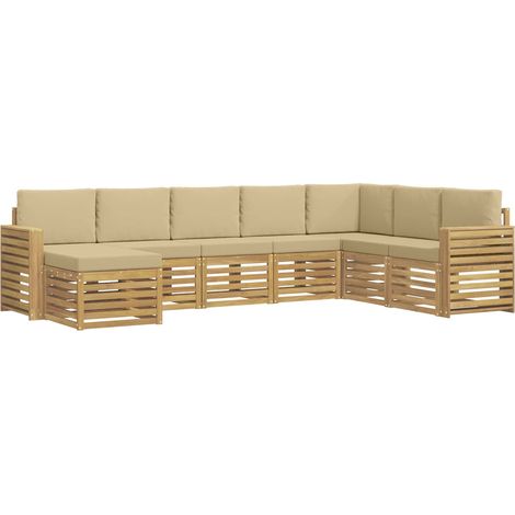 Ensemble de canapés d'extérieur 8 pc Blanc et Beige Polyester vidaXL