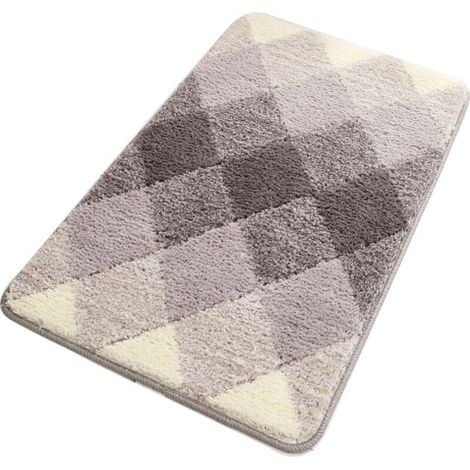 Tapis de bain absorbant et antidérapant en microfibre douce - Tapis de bain lavable - Convient pour la salle de bain, la chambre à coucher, la cuisine, le couloir, le bureau - 50 x 80 cm - Gris (1/5)