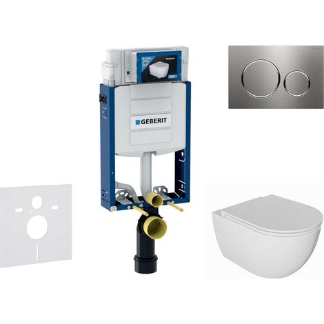 Geberit Kombifix - Conjunto de instalación empotrada, inodoro Oudee y asiento softclose, pulsador Sigma20, acero inoxidable SANI15CA6101 (1/5)