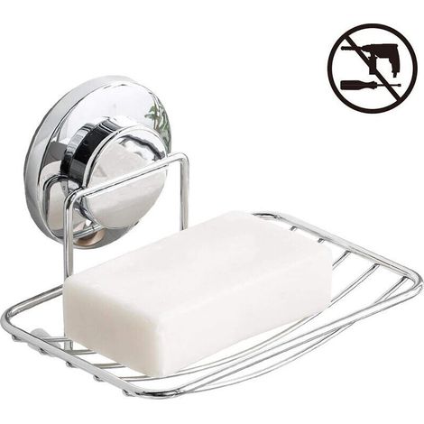 Porte-savon à ventouse super puissant à un étage - Porte-éponge en acier inoxydable solide pour salle de bain et cuisine (1/5)
