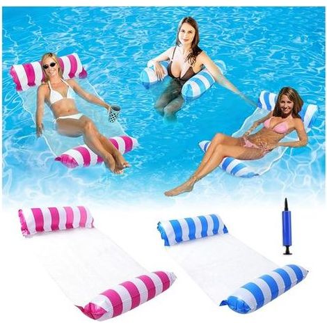2Pack Hamac Gonflable pour Piscine,Hamac Gonflable 4 en 1,Lit Flottant Polyvalent,Chaise Fottante pour Piscine pour Piscine, Lac, Plage, Piscine (1/5)