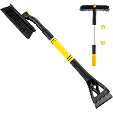 GROOFOO 3 en 1 Grattoir Voiture télescopique Avec Balais à neige pour auto, Raclette givre Grattoir pare brise,Grattoir voiture Avec brosse voiture,Amovible grattoir à glace avec poignée ergonomique e (1/5)