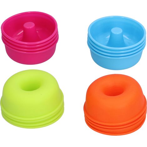 16 moules à donuts aux couleurs vives, réutilisables, faciles à nettoyer et fiables, pour pâtisseries et puddings. (1/5)
