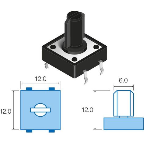Touch Button 12x12mm Schaft 12mm für gedruckte Cto.