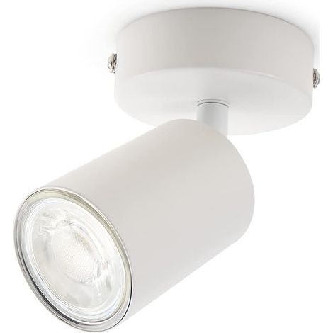 Plafonnier LED à 1 flamme, pivotant et orientable Spot mural GU10 (sans ampoules) Plafonnier rétro/vintage 230V blanc pour salon chambre cuisine (1/5)