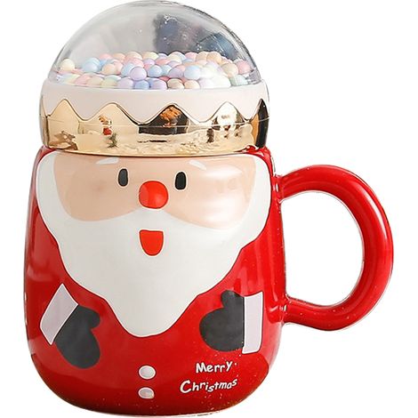 Mug en céramique avec motif Père Noël (langue tirée), cadeau idéal pour les fêtes (10,7 x 6,6 cm). Matière : Céramique.