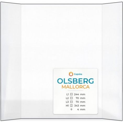 Vitre Olsberg MALLORCA - Verre Prismatique pour poêle à bois - (70 + 244 + 70) x 343 mm (L2+L1+L3 x H1) - 4 mm