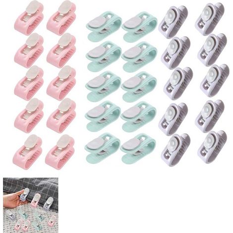 30 clip antiscivolo per trapunte, fissaggio anti-spostamento per tende, piumoni, lenzuola - rosa, verde e viola (1/5)