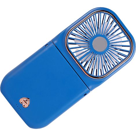 Ventilateur de cou pliable à trois niveaux réglables, rechargeable par USB, mini ventilateur portatif à suspendre autour du cou pour la randonnée et les pique-niques (bleu)