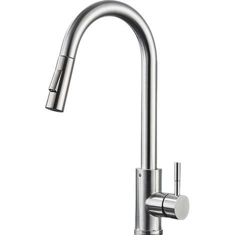 Robinet d'évier de cuisine en acier inoxydable 304 , évier brossé blanc , robinet extractible pour bassin à légumes , accessoires de cuisine (1/5)