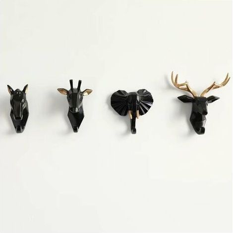 4 pieces hook door-manteau hook animal door-manteau door-keys shelf wall-mounted (black, Sunny (1/5)