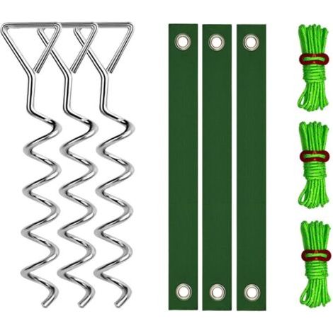 40 cm Ancrages Au Sol pour Balançoire Camping Chien Abri Résistant Aux Vents Forts Kit Dancrage Robuste en Acier Inoxydable avec Sangles Boucle Visser Fixation (Argent 1) (1/5)