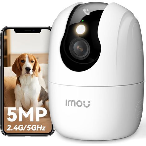 3K(5MP) Caméra Surveillance WiFi Intérieur 360°, Wi-Fi 6 Double-Bande(2,4G/5GHz), Vision Nocturne Couleur, Détection de Personnes/Animaux,Suivi Intelligent, pour Bébé/Chien/Maison (1/5)