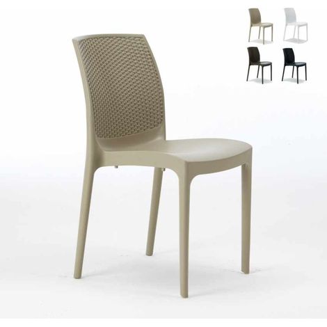 Grand Soleil – Chaise de jardin empilable en poly-rotin – Structure robuste pour cafés et piscines – Dimensions 56x46x84 cm – Poids 3,4 kg