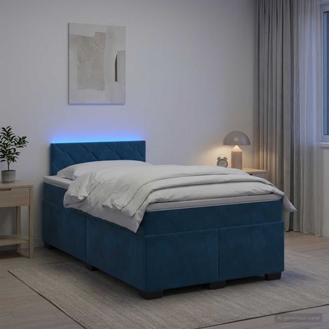 vidaXL Cama con Base Tapizada, Colchón y Luz LED Azul 120 x 200 cm (1/5)