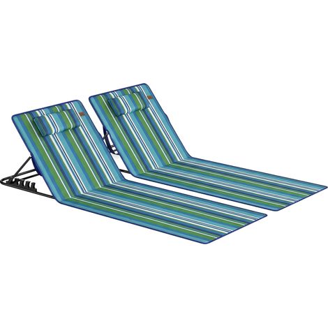 Strandliegen-Set (2er-Pack) mit verstellbarer Rückenlehne und Kissen